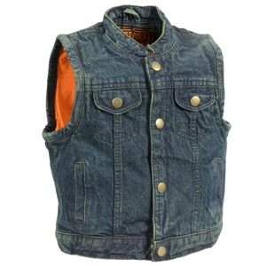 Kids Milwaukee Leather Blue Denim Club Style Snap Front Vest